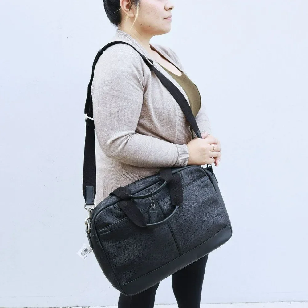 Coach Camden Leather Zip Top Briefcase 70927 Black